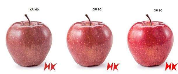 So sánh sự khác nhau của quả táo trong các ánh sáng có độ hoàn màu CRI khác nhau